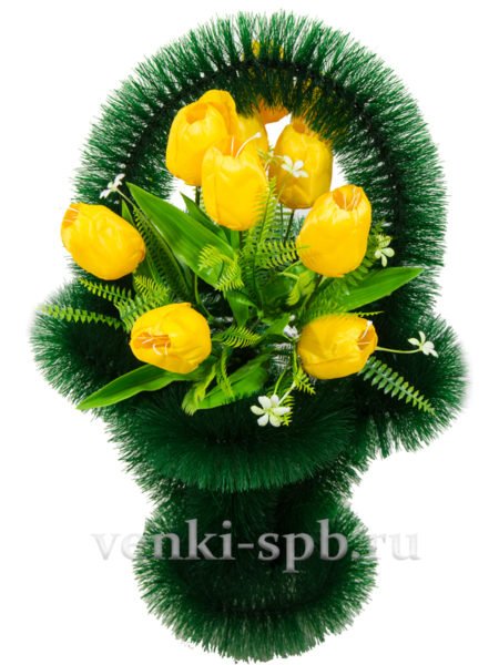 Ритуальная корзина Ажурная с тюльпанами - Фото 2 | Компания «Венок»