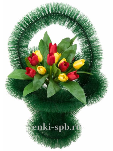 Ритуальная корзина Ажурная с тюльпанами - Фото 3 | Компания «Венок»