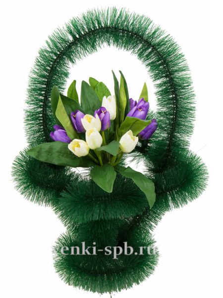 Ритуальная корзина Ажурная с тюльпанами - Фото 4 | Компания «Венок»