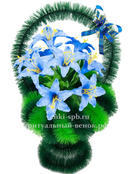 Ритуальная корзина Ваза мини (пластиковые цветы) - Фото 1 | Компания «Венок»