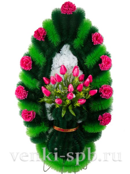 Ритуальный венок Ваза с тюльпанами - Фото 2 | Компания «Венок»
