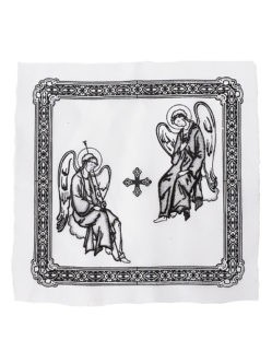 Белый носовой платок в руку с православной тематикой купить в магазине ритуальных товаров в спб