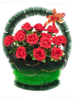 Корзина на похороны в Санкт-Петербурге с красными розами Симфония