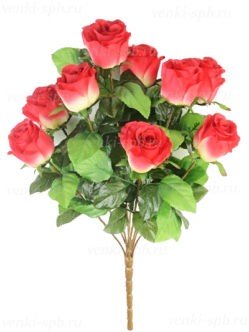 Высокий букет искусственных роз Трент бордовый комби