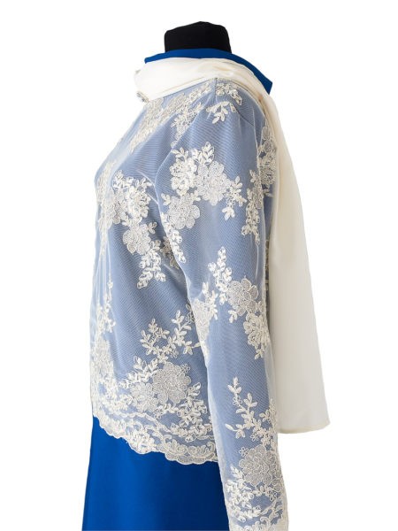 Платье женское элитное с шарфом – синее - Фото 4 | Компания «Венок»