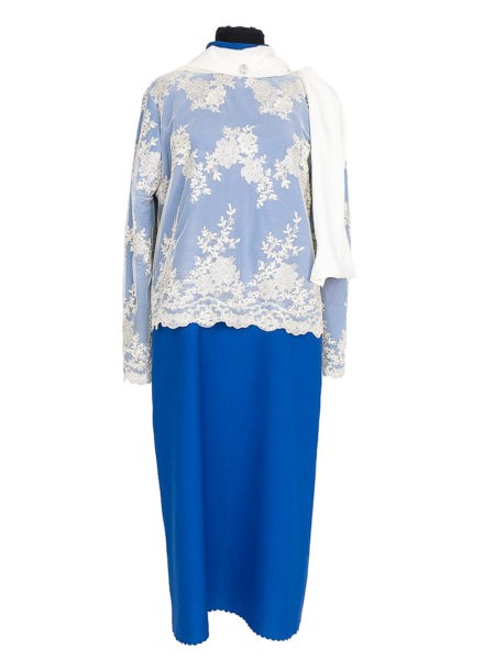 Платье женское элитное с шарфом — синее - Фото 5 | Компания «Венок»