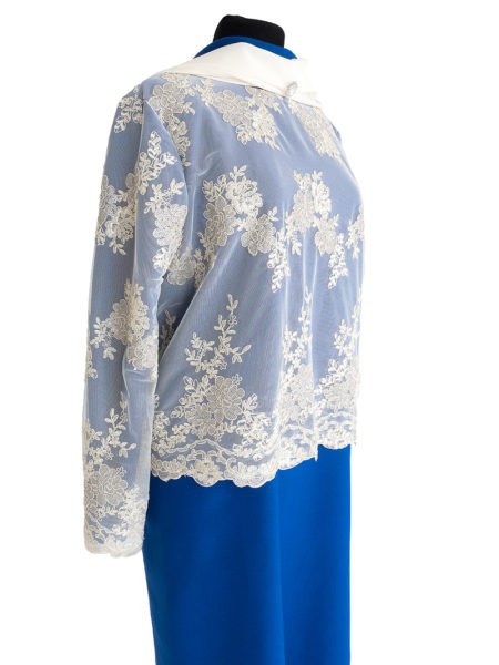 Платье женское элитное с шарфом — синее - Фото 3 | Компания «Венок»