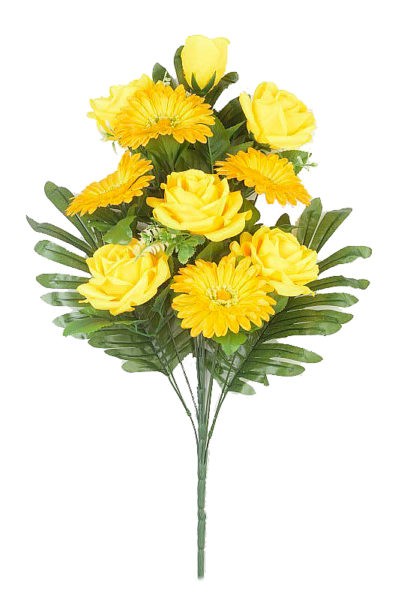 Веерный букет Турсо (розы и герберы) — желтый - Фото 1 | Компания «Венок»