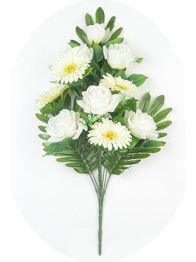 Веерный букет Турсо (розы и герберы) — белый - Фото 2 | Компания «Венок»