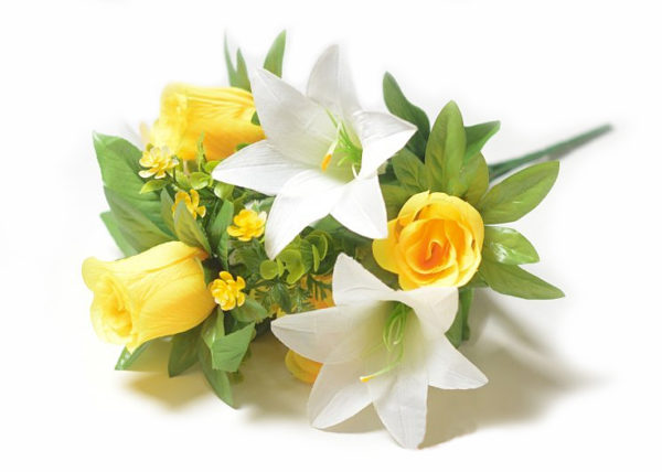 Букет Сонтана смешанный роза + лилия желтый - Фото 2 | Компания «Венок»