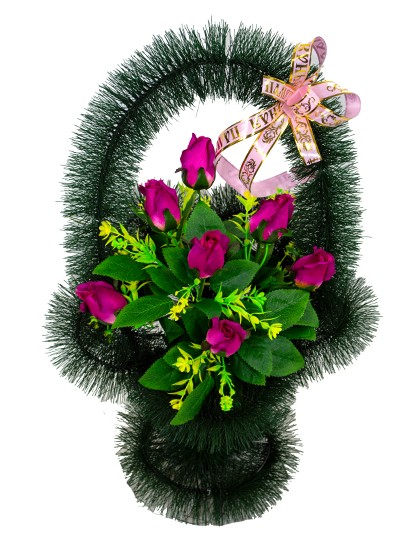 Ритуальная корзина Ажурная малая с розами - Фото 2 | Компания «Венок»
