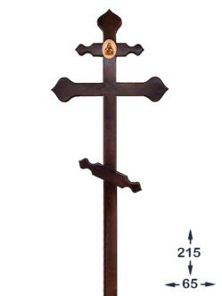 Крест сосновый темный КС-210 с иконой купить в Санкт-Петербурге