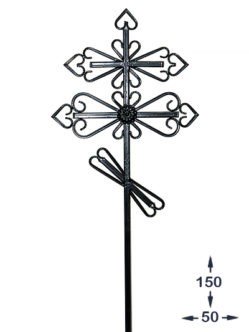 Невысокий металлический крест на кладбище высотой 150 см купить в спб