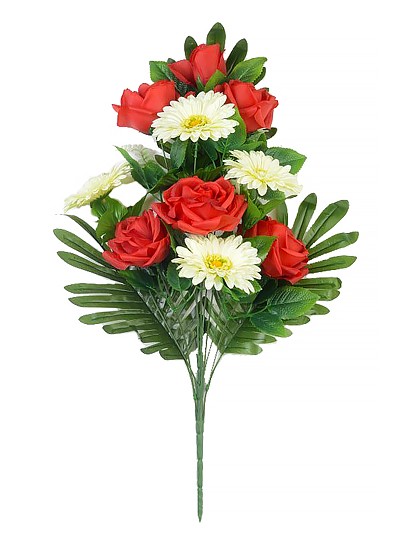 Веерный букет Турсо (розы и герберы) – красный - Фото 1 | Компания «Венок»